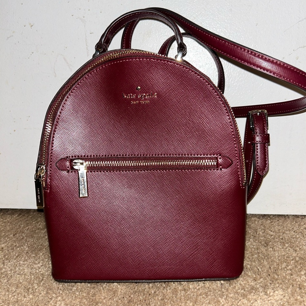 Kate Spade Red Leather Backpack with Adjustable Straps